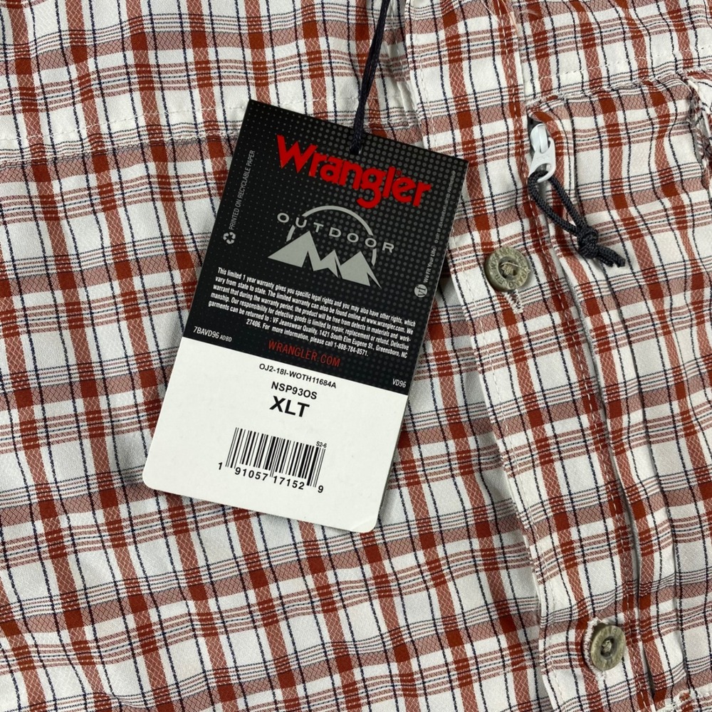 Wrangler Outdoor Mens Tall XLT Plaid Lightweight Breathable Button Down Shirt - Picture 5 of 16
